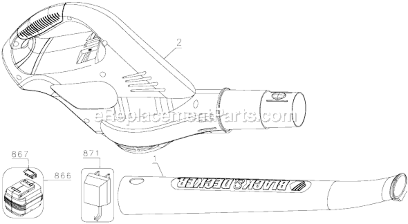 Page A Diagram and Parts List for NS118B Type 1 Black and Decker Leaf Blower / Vacuum